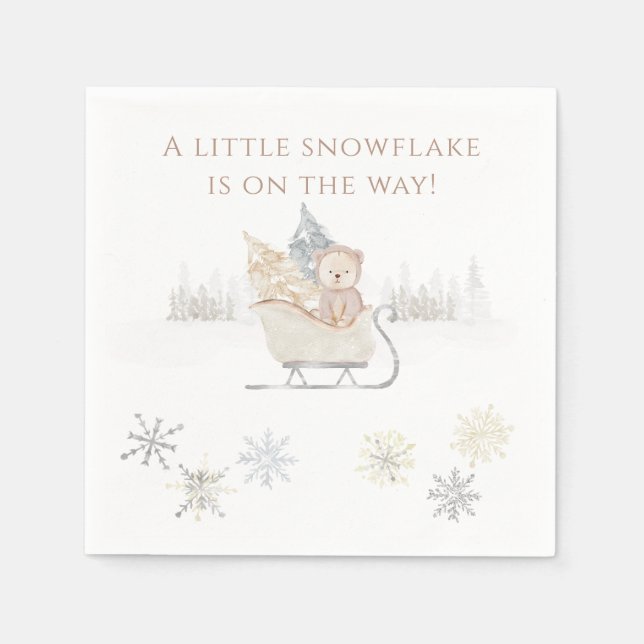 A Little Snowflake Neutral Baby Shower Napkins (Front)