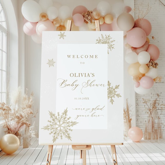 A Little Snowflake Neutral Baby Shower Welcome Foam Board (Creator Uploaded)