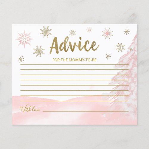 A little snowflake Pink Baby Shower Advice Cards