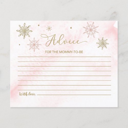 A little Snowflake Pink Baby Shower Advice Cards