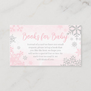 A Little Snowflake Pink Baby Shower Books for Baby Enclosure Card
