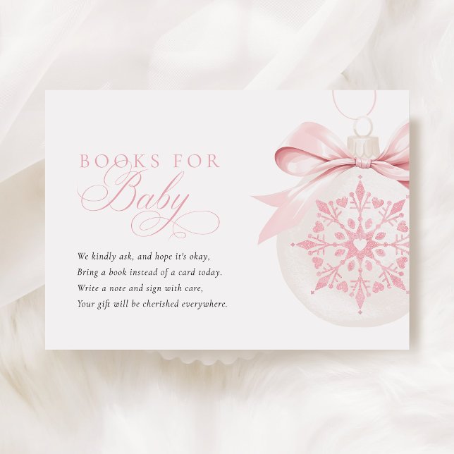 A Little Snowflake Pink Baby Shower Books for Baby Enclosure Card (Creator Uploaded)