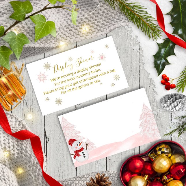 A little snowflake Pink Baby Shower Enclosure Card (Creator Uploaded)