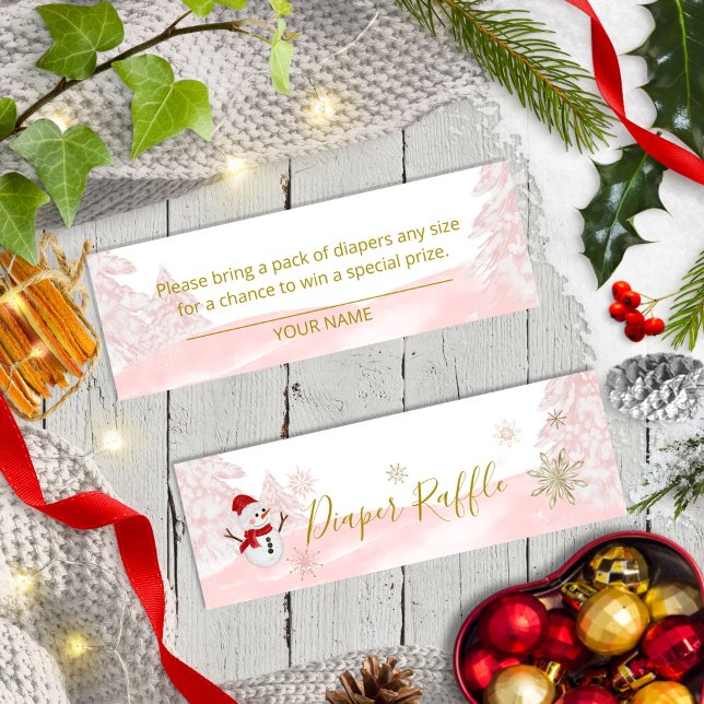 A little snowflake Pink Baby Shower Mini Business Card (Creator Uploaded)