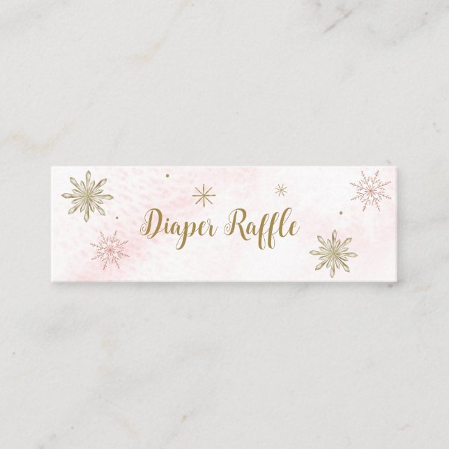 A little Snowflake Pink Baby Shower Mini Business Card (Front)