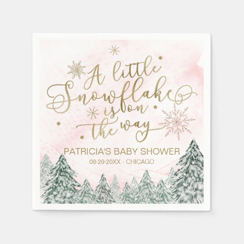 A little Snowflake Pink Baby Shower Napkins