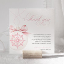 A Little Snowflake Pink Baby Shower Thank You Card