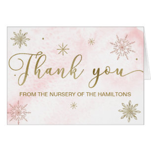 A little Snowflake Pink Baby Shower Thank You Cards