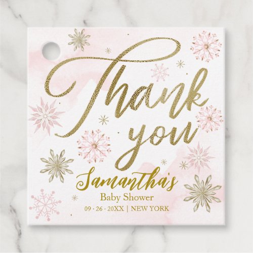 A little snowflake Pink Baby Shower Thank you Favor Tags