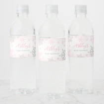 A Little Snowflake Pink Baby Shower   Water Bottle Label