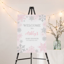 A Little Snowflake Pink Baby Shower Welcome Sign