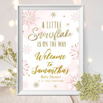 A Little Snowflake Pink Baby Shower Welcome Sign