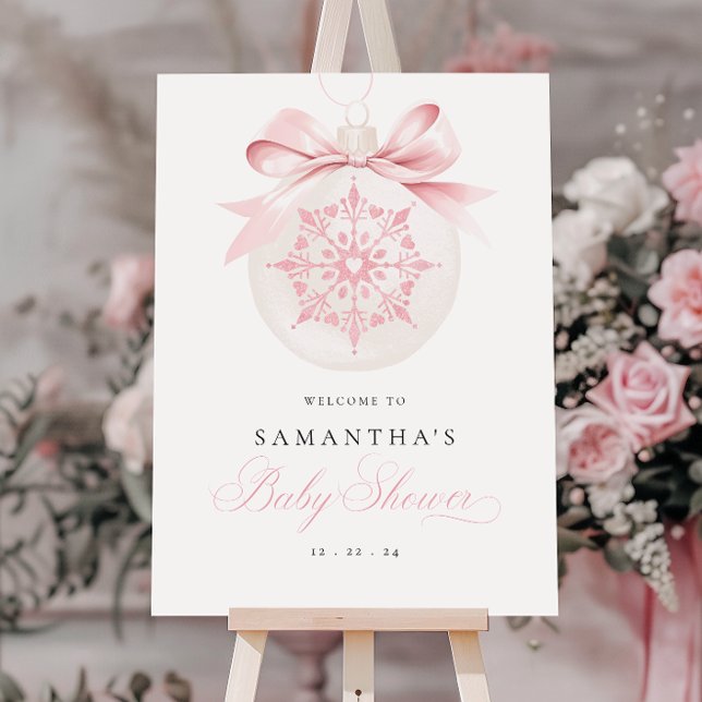 A Little Snowflake Pink Baby Shower Welcome Sign (Creator Uploaded)