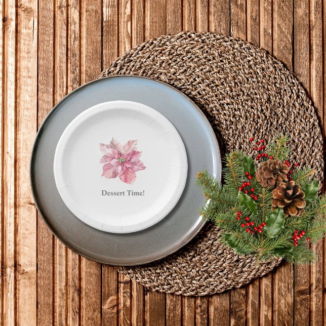 A little snowflake pink poinsettia dessert paper plates (Creator Uploaded)