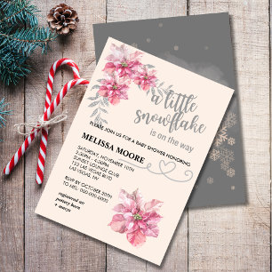 A Little snowflake pink snowflake pink poinsettia Invitation