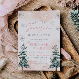 A Little Snowflake Pink Winter Baby Shower Invitation