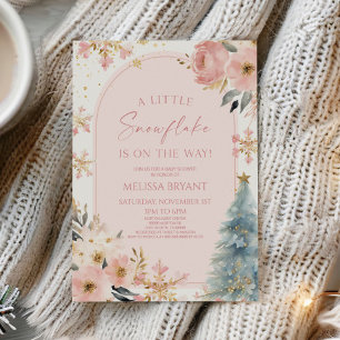 A Little Snowflake Pink Winter Baby Shower Invitation