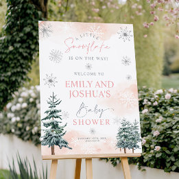 A Little Snowflake Pink Winter Welcome Sign