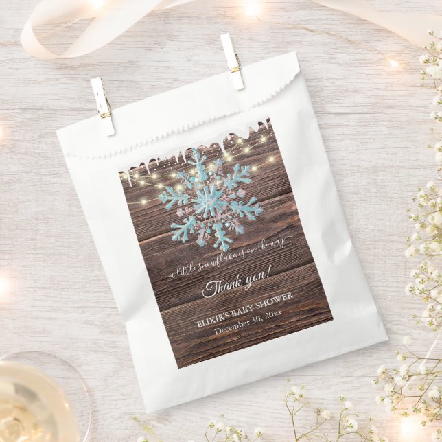 A Little Snowflake Rustic Winter Baby Shower Favor Bag (Clipped)