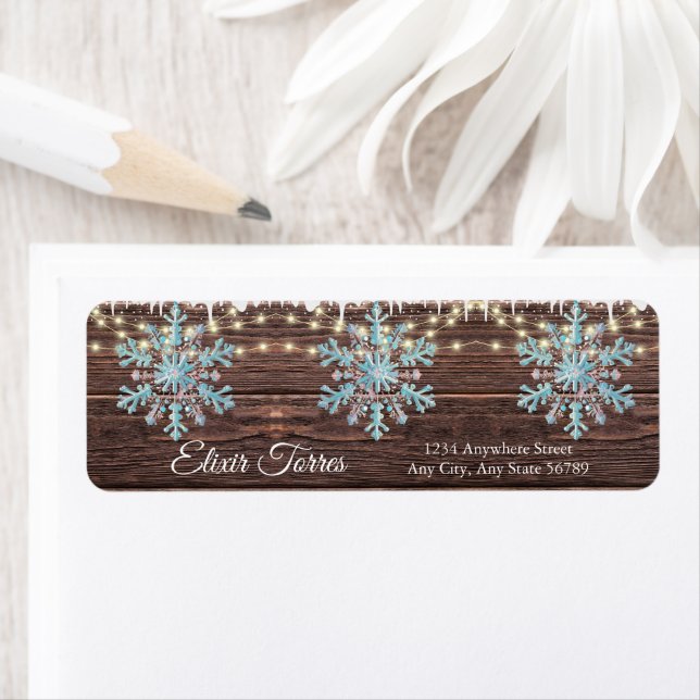 A Little Snowflake Rustic Winter Baby Shower Label (Insitu)