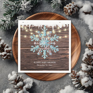A Little Snowflake Rustic Winter Baby Shower Napkins