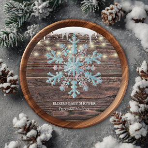 A Little Snowflake Rustic Winter Baby Shower Paper Plates