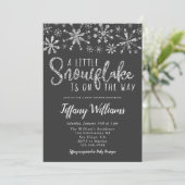 A Little Snowflake Silver Glitter Baby Shower Invitation (Standing Front)