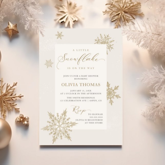 A Little Snowflake Soft Neutral Baby Shower Invitation (Creator Uploaded)
