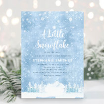 A Little Snowflake Sprinkle Winter Boy Baby Shower Invitation