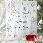 A Little Snowflake Winter Baby Shower Backdrop<br><div class="desc">Adorable calligraphy with snowflakes,  winter-themed baby shower invitations. Easy to personalize with your details. Check the collection to find matching items as enclosure cards.</div>