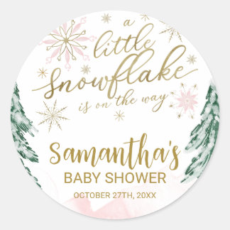 A little snowflake Winter Baby Shower Classic Round Sticker