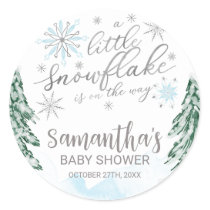 A little snowflake Winter Baby Shower Classic Round Sticker
