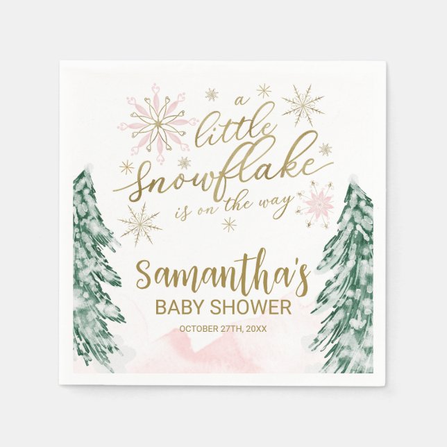 A little snowflake Winter Baby Shower Napkins (Front)