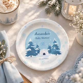 A Little Snowflake Winter Baby Shower Paper Plates
