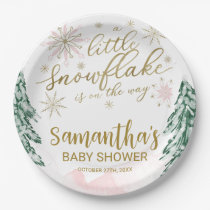 A little snowflake Winter Baby Shower Paper Plates