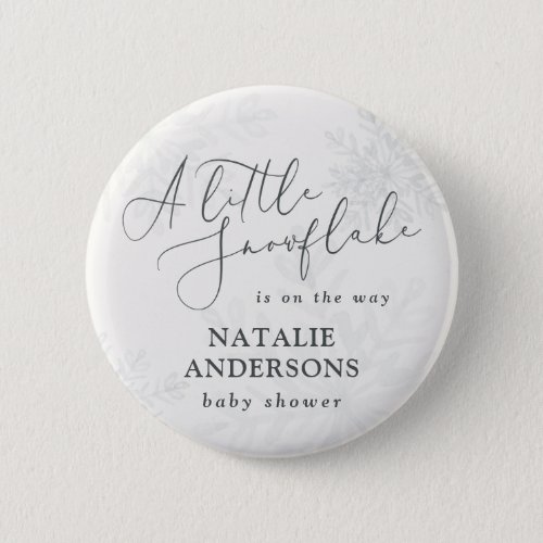 A little snowflake winter baby shower party  button