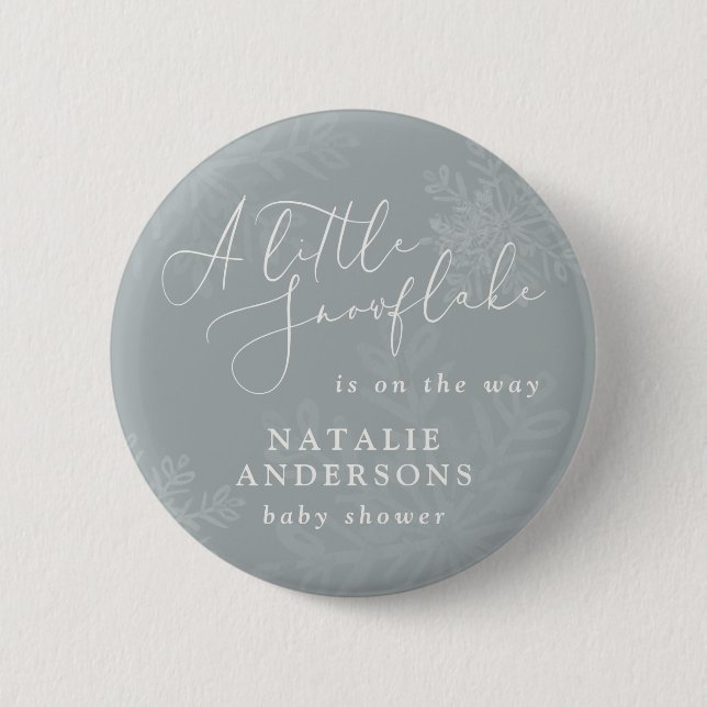 A little snowflake winter baby shower party  button (Front)