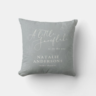 A little snowflake winter baby shower party edibl throw pillow