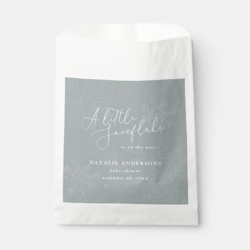 A little snowflake winter baby shower party  favor bag