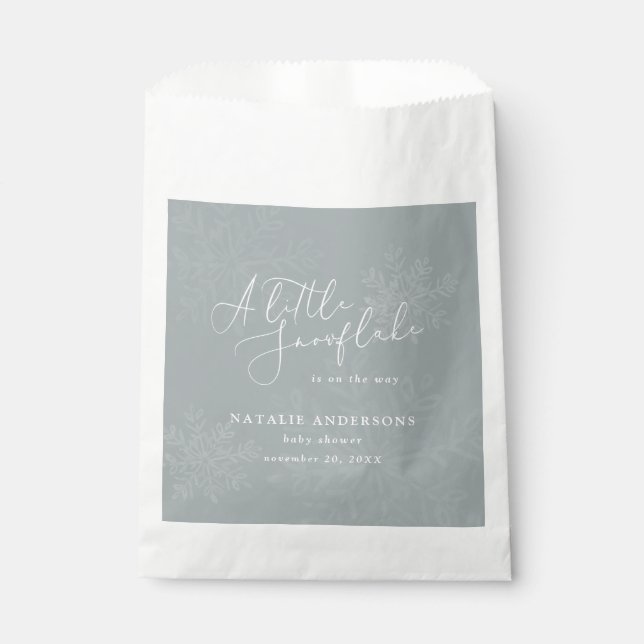 A little snowflake winter baby shower party  favor bag (Front)