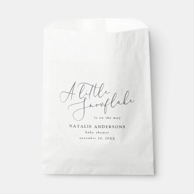 A little snowflake winter baby shower party  favor bag (Front)
