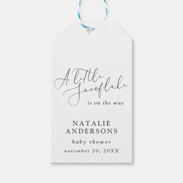 A little snowflake winter baby shower party   gift tags (Front)