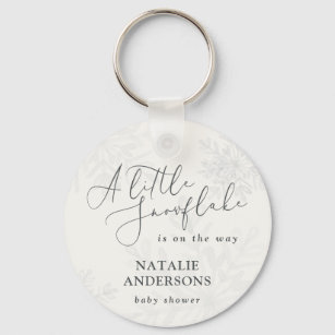 A little snowflake winter baby shower party keychain