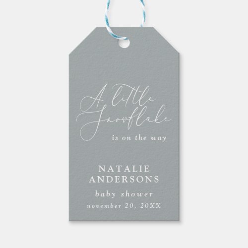 A little snowflake winter baby shower party tags