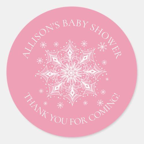 A Little Snowflake Winter Baby Thank You Shower Classic Round Sticker