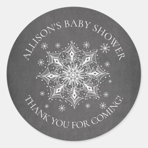 A Little Snowflake Winter Baby Thank You Shower Classic Round Sticker