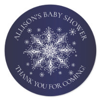 A Little Snowflake Winter Baby Thank You Shower Classic Round Sticker