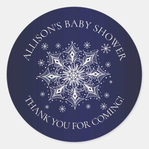 A Little Snowflake Winter Baby Thank You Shower Classic Round Sticker