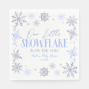 A Little Snowflake Winter Blue Baby Shower Napkins