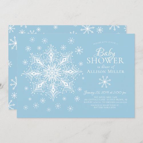 A Little Snowflake Winter Boy Baby Shower Invitation